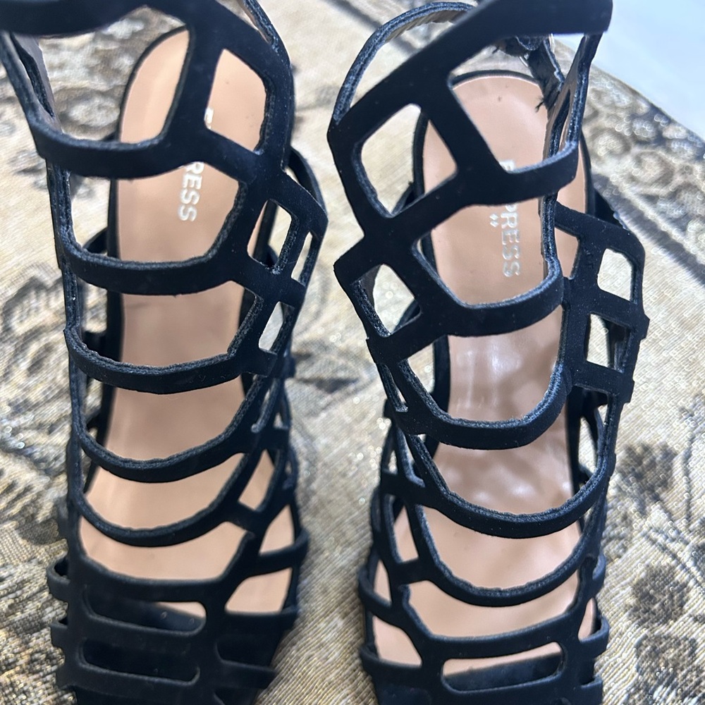 Express Black Strappy Heels